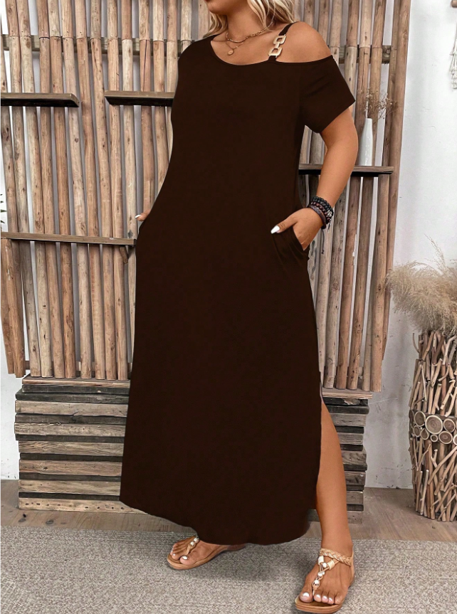 Embellished Shoulder Dress Plus