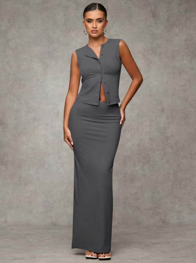 Sleek & Sophisticated Vest Top and Skirt