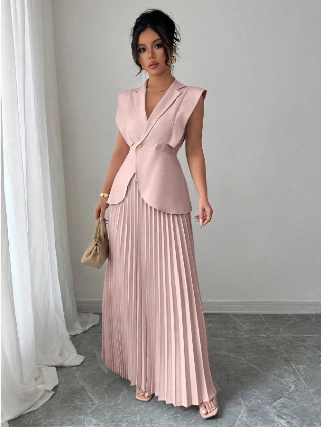 Suited Vest and Soft Ruffles Skirt