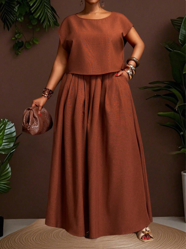 Textured Top and Skirt PLUS