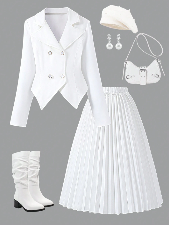 Girly Pearly Jacket and Skirt Suit