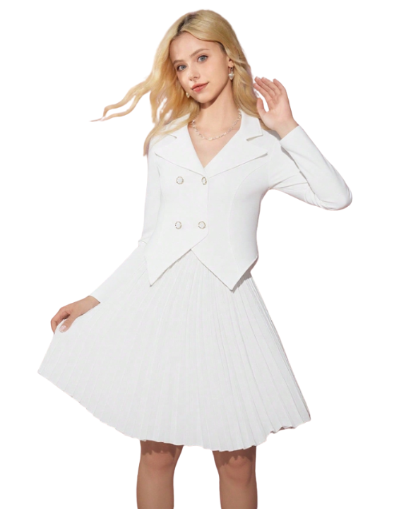 Girly Pearly Jacket and Skirt Suit