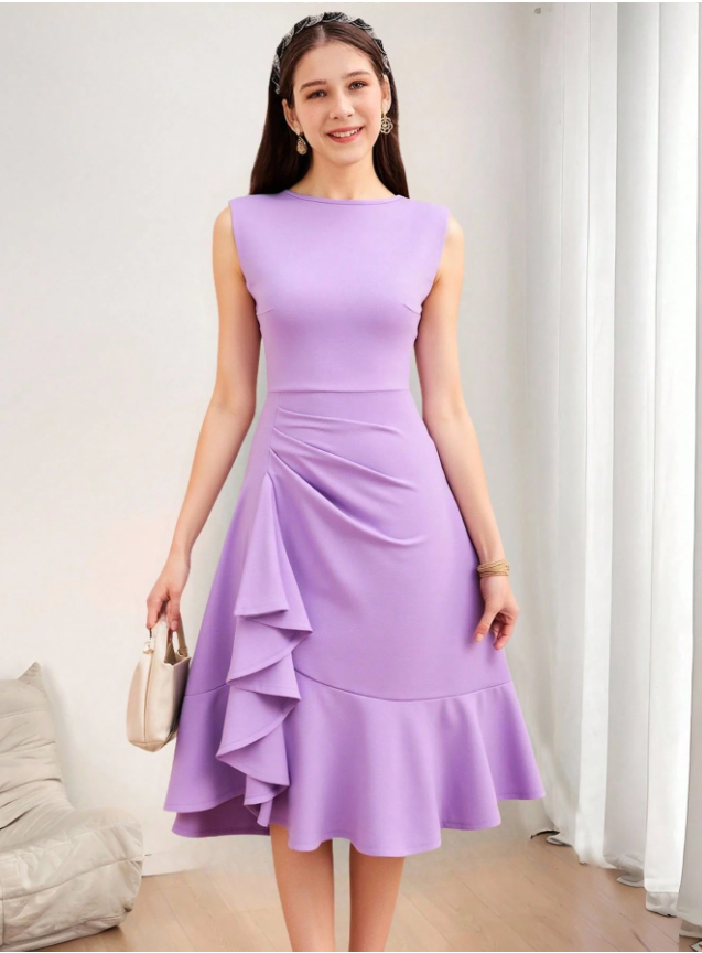 Gathered Ruffle Dress