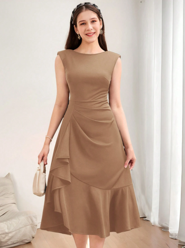 Gathered Ruffle Dress