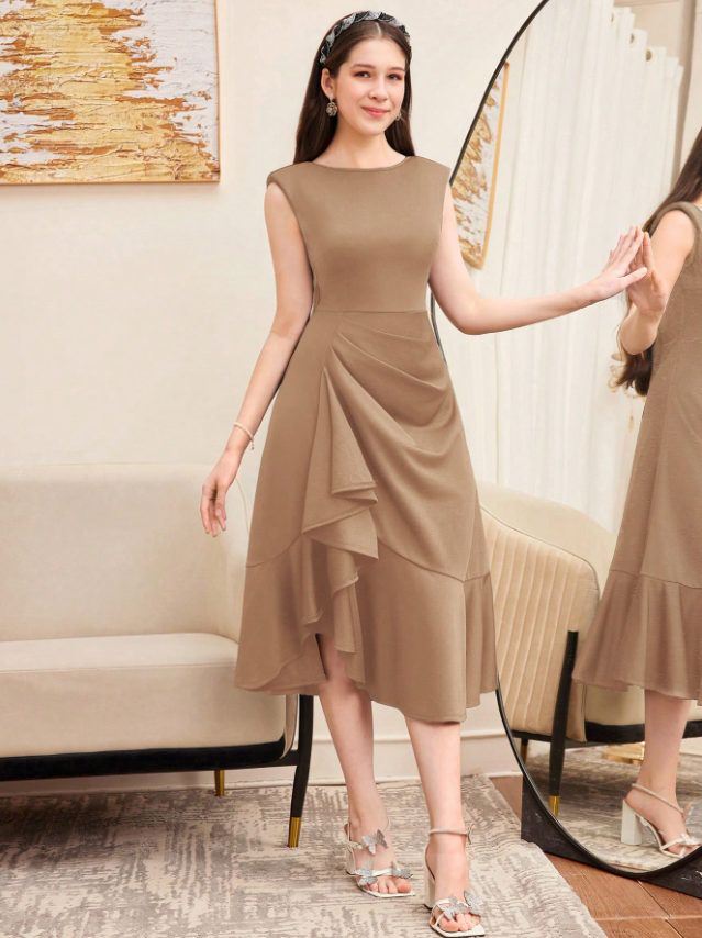 Gathered Ruffle Dress