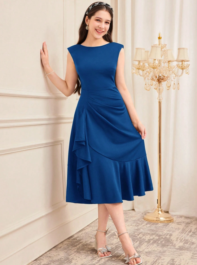 Gathered Ruffle Dress