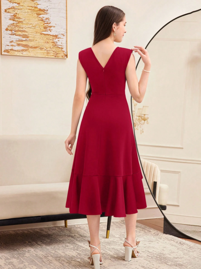 Gathered Ruffle Dress