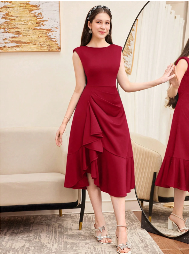 Gathered Ruffle Dress