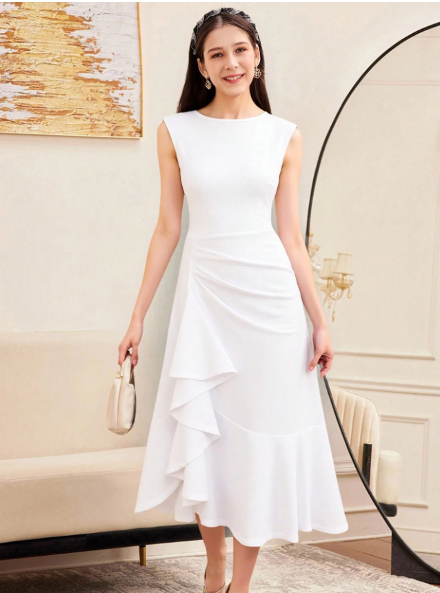 Gathered Ruffle Dress