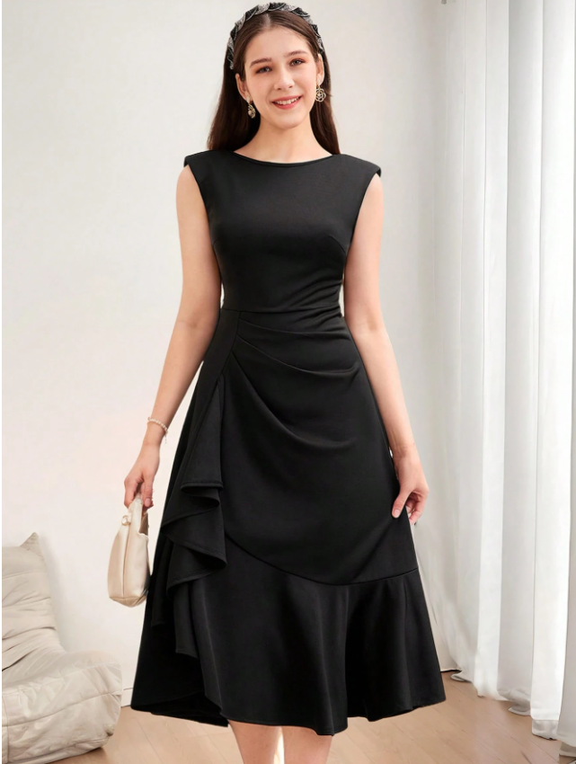 Gathered Ruffle Dress