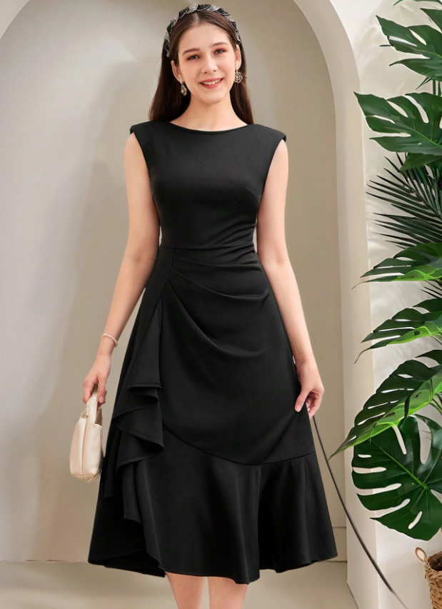 Gathered Ruffle Dress