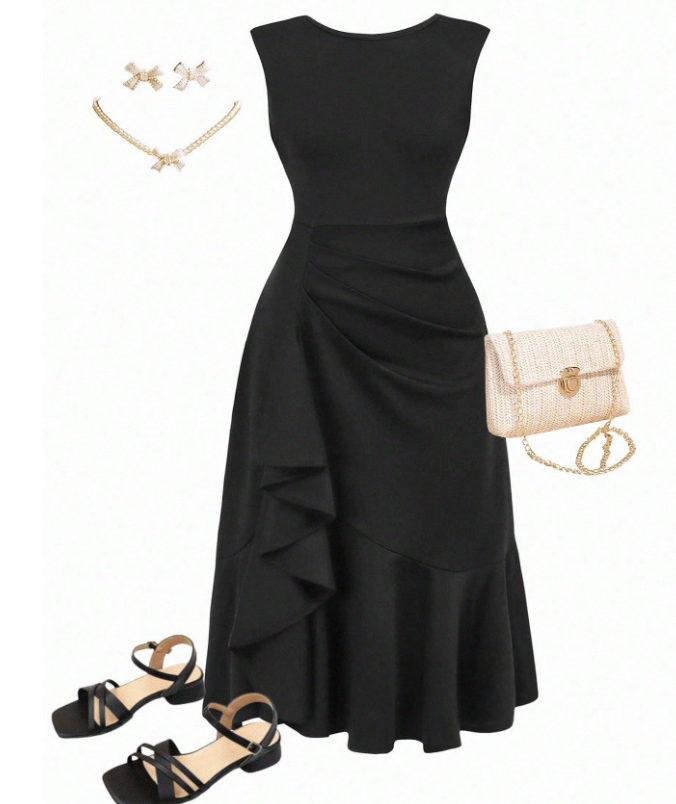 Gathered Ruffle Dress