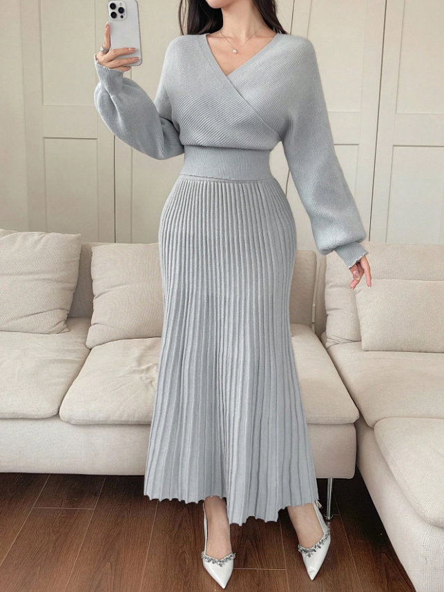 Soft and Gray Knit Top and Bottom