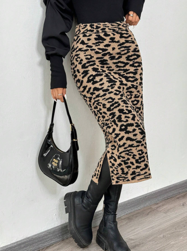 Animal Print Plush Skirt