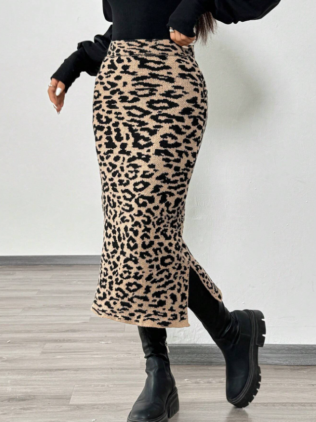 Animal Print Plush Skirt