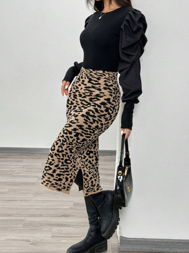 Animal Print Plush Skirt