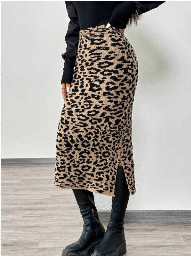 Animal Print Plush Skirt