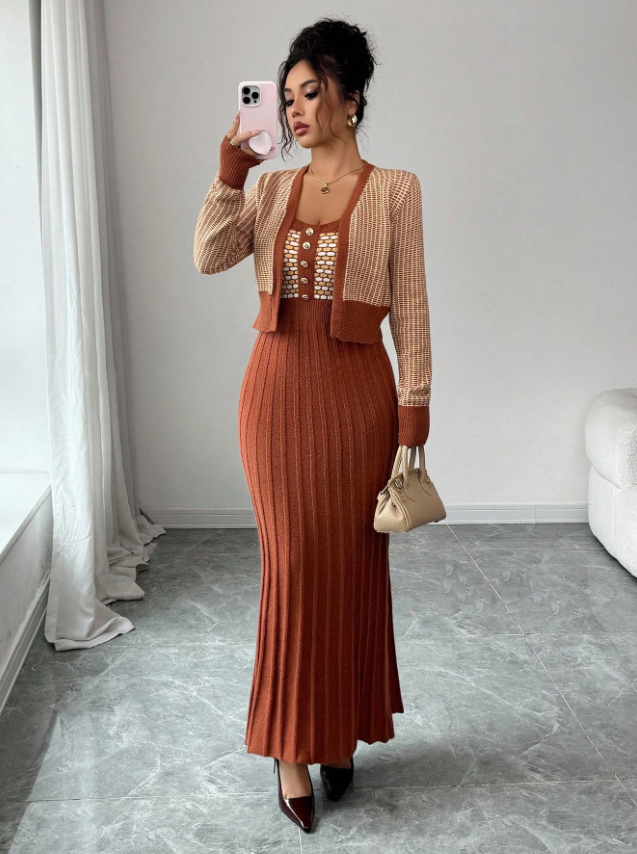 Intricately Fashioned Knit Suit