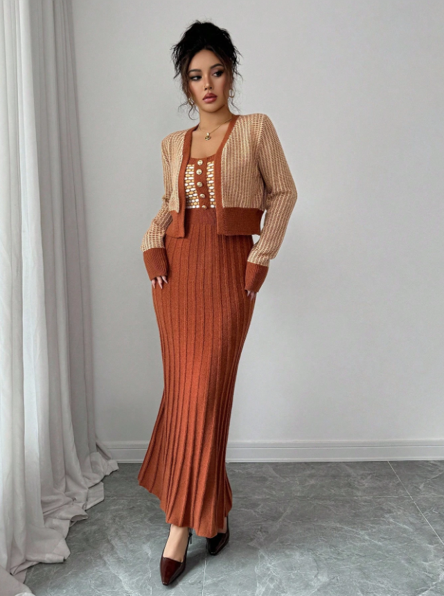 Intricately Fashioned Knit Suit