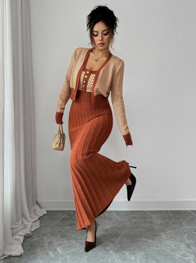 Intricately Fashioned Knit Suit