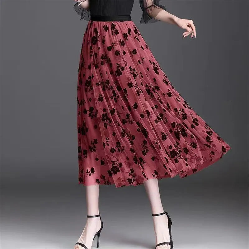 Floral Detailing Over Lace Skirt