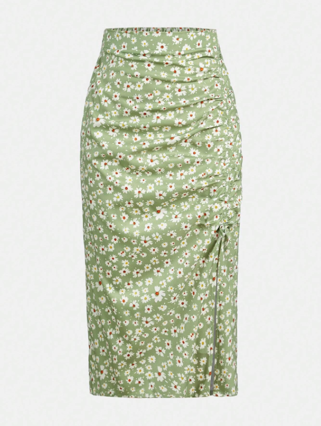 Pleasantly Floral Midi Skirt (Plus Size)