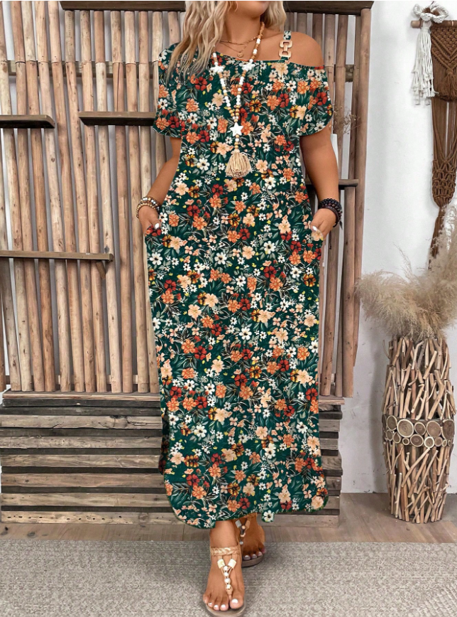 Embellished Shoulder Dress Plus