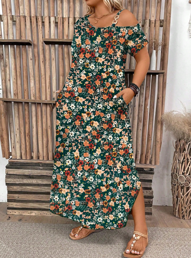 Embellished Shoulder Dress Plus