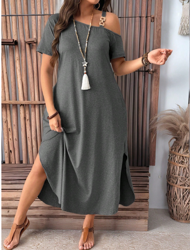 Embellished Shoulder Dress Plus