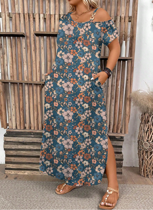 Embellished Shoulder Dress Plus