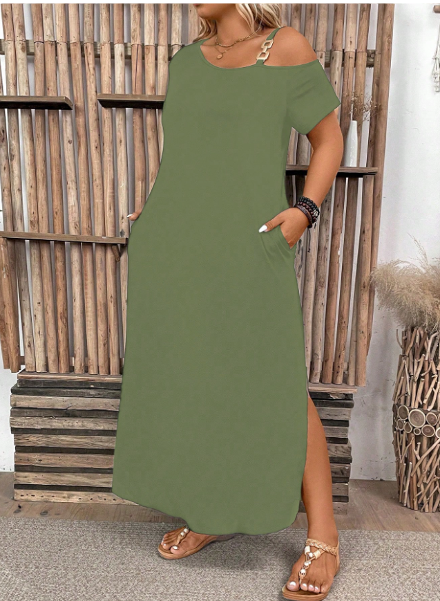 Embellished Shoulder Dress Plus