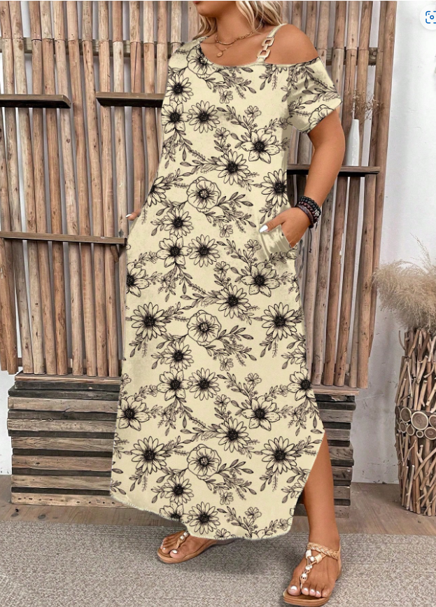 Embellished Shoulder Dress Plus