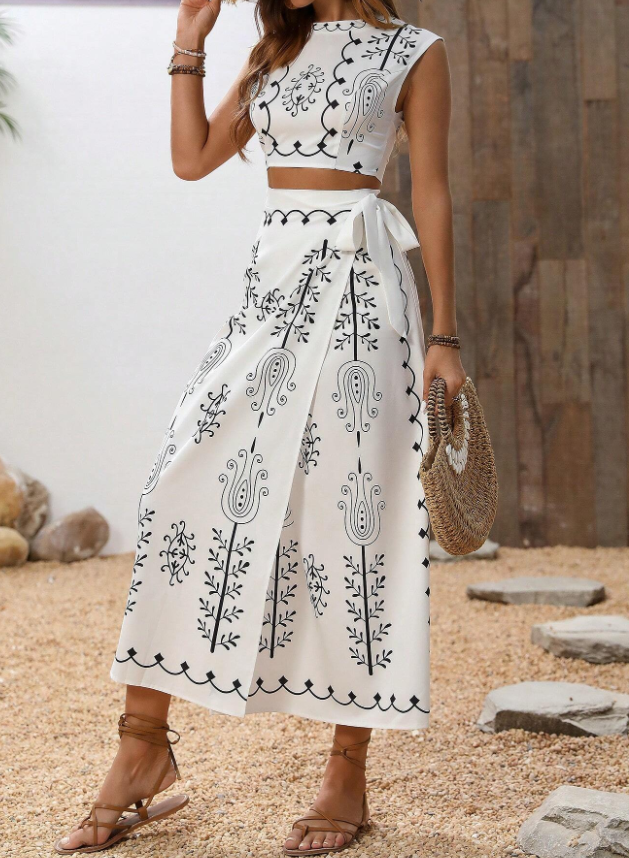 East Indian BohoChic Tribal Pattern Top and Skirt