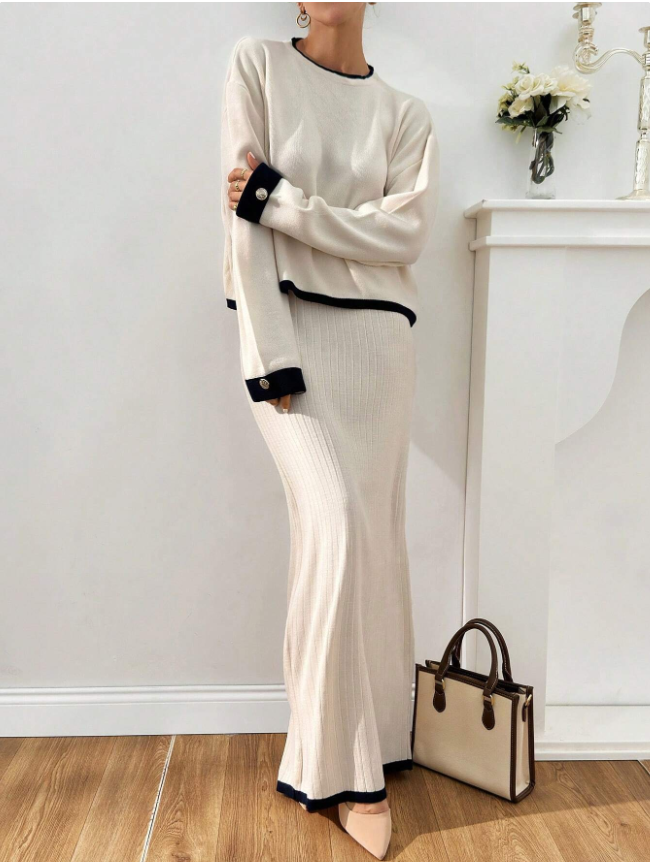 Softly Draped Knit Skirt and Top