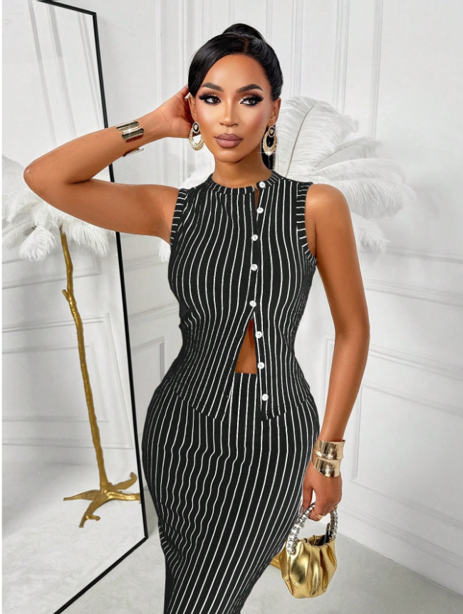 Into Sleek Stripes Top and Bottom