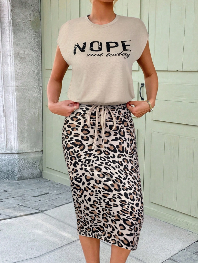 Graphic Tee and Skirt with Prints