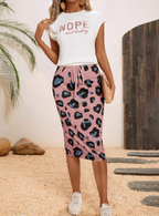 Graphic Tee and Skirt with Prints