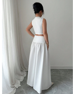 Straight Buttoned Vest and Skirt