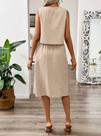 Buttoned Designed Top and Flowy Skirt