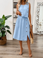 Buttoned Designed Top and Flowy Skirt