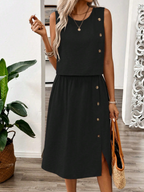 Buttoned Designed Top and Flowy Skirt