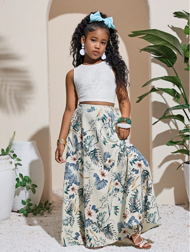 Floral Skirt & Sleeveless Top OOTD