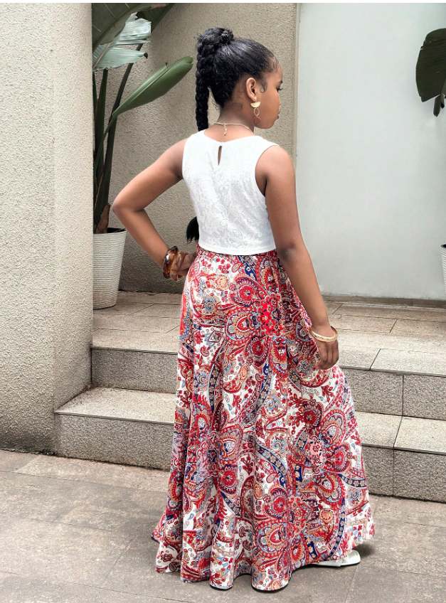 Floral Skirt & Sleeveless Top OOTD