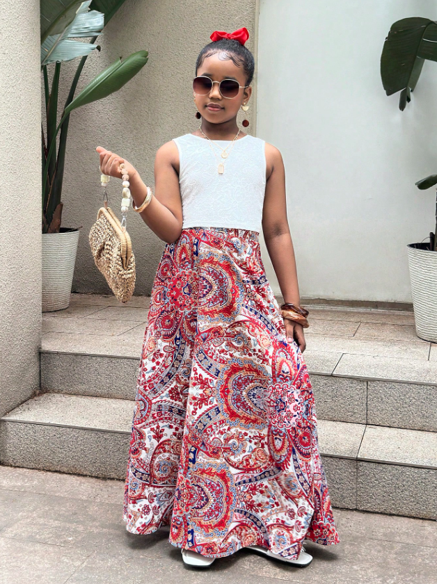 Floral Skirt & Sleeveless Top OOTD
