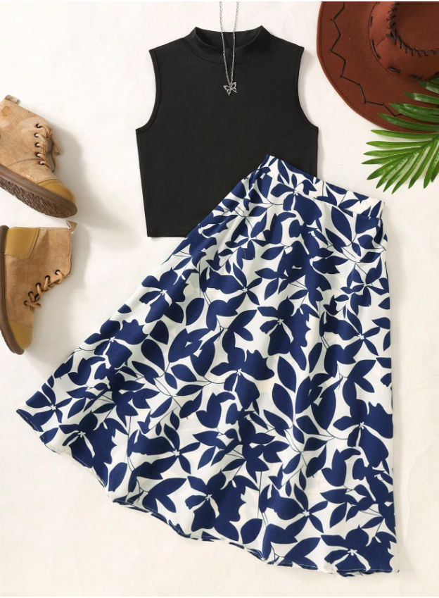 Lots of Pretty Prints Skirt & Basic Top