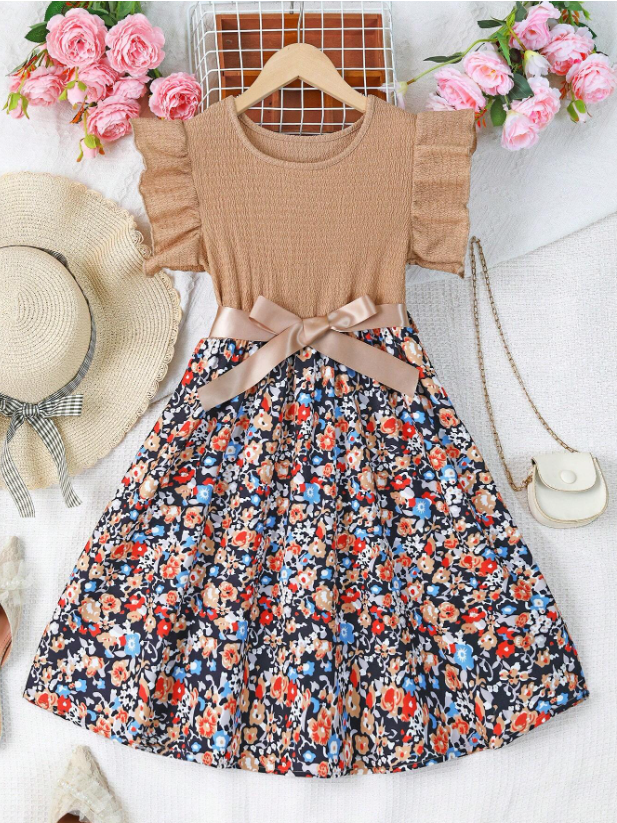 Floral Dress and Ruffle Sleeves GIRLS
