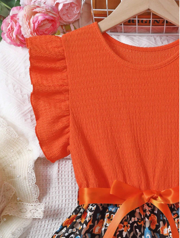 Floral Dress and Ruffle Sleeves GIRLS