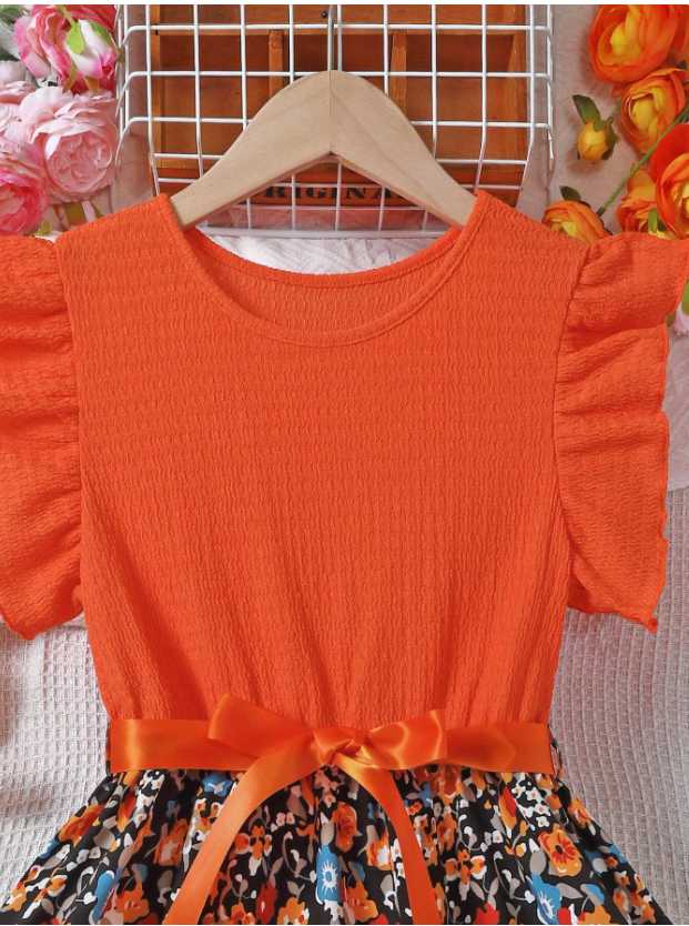 Floral Dress and Ruffle Sleeves GIRLS