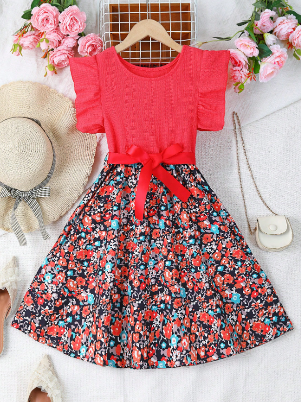 Floral Dress and Ruffle Sleeves GIRLS