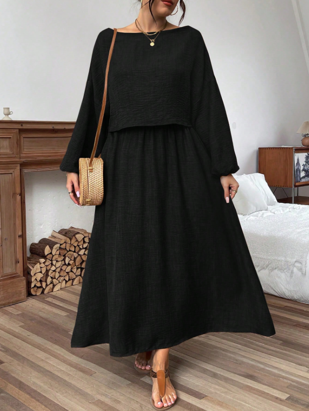 Woven Long Sleeve Top & Skirt OOTD